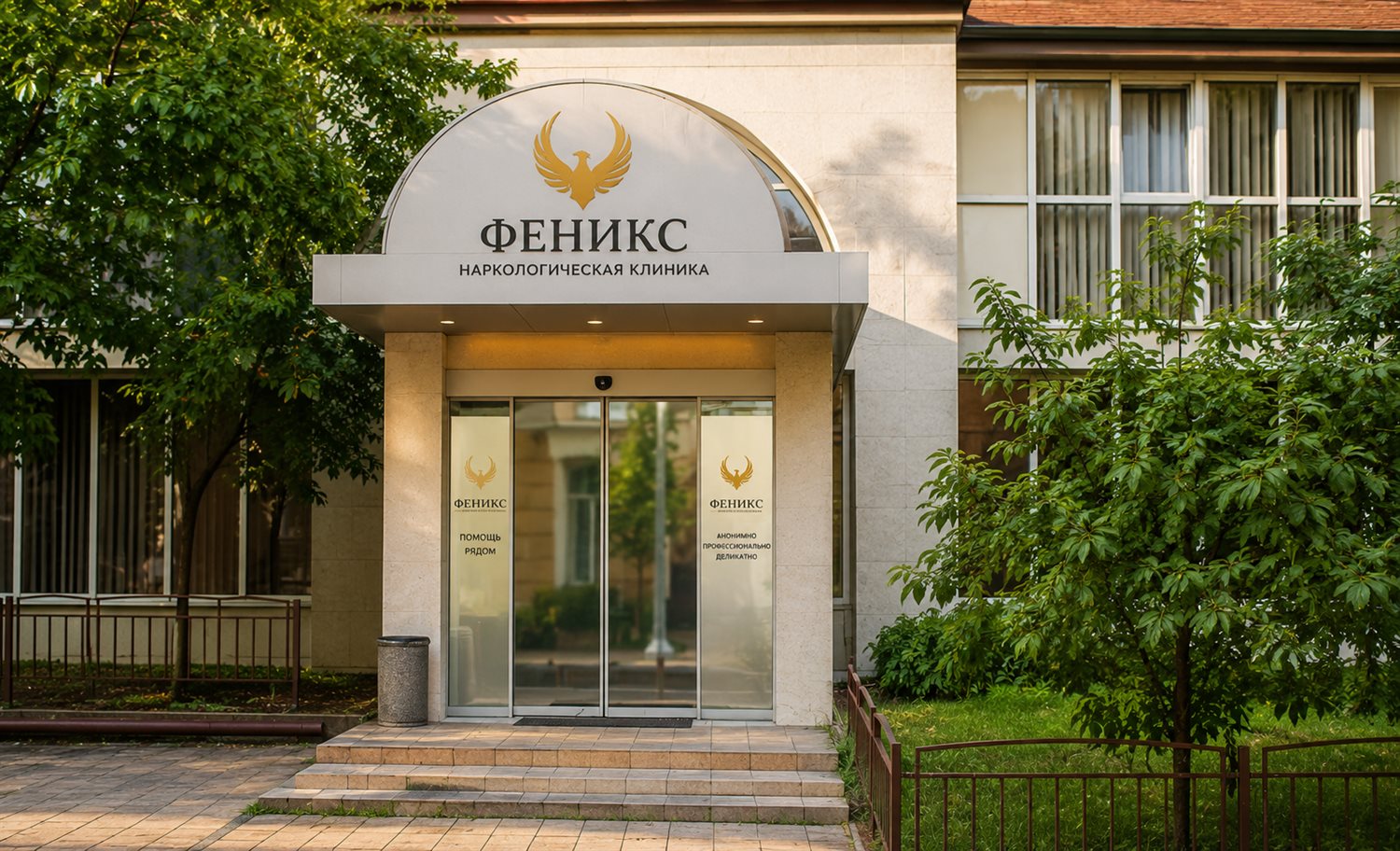 Вход в наркологическую клинику «Феникс» в Бузулуке